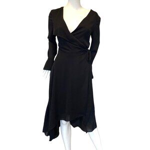 H By Halston Women's Black Asymmetrical Wrap Dress Size S